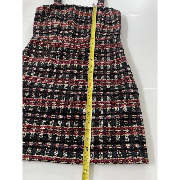 House of Harlow 1960 Boucle Dress Size Xs Black Red Gold Convertible Strap Mini - Picture 9 of 11